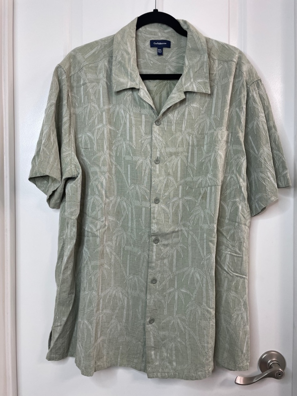 croft & barrow Light Sage Green Tropical Print Short-Sleeve Shirt